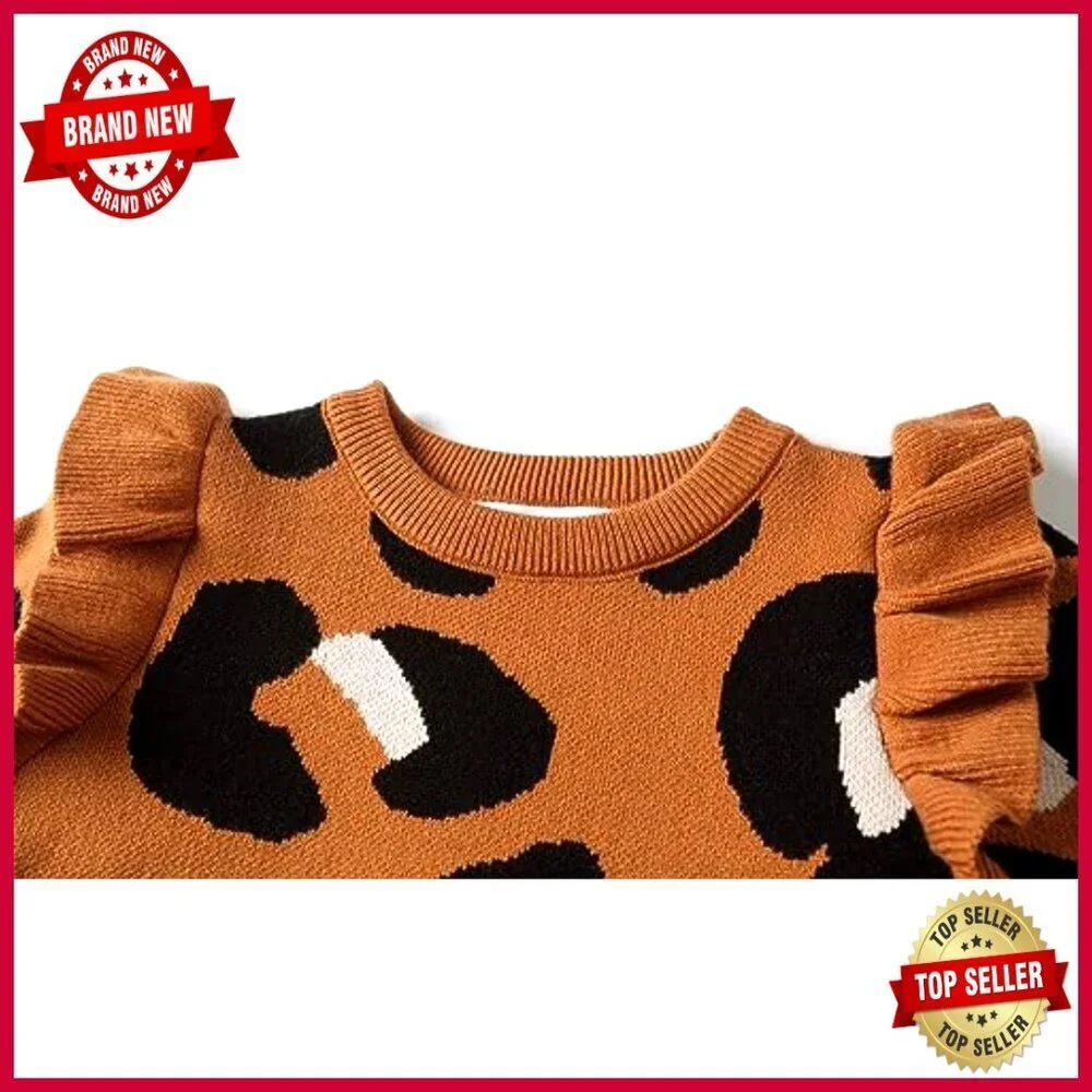 Knit Ruffle Sweater Dress Long Sleeve Casual Chic Girls Holiday Festive